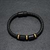 High Quality Luxury Retro Fashion Bracelet, Stainless Steel Bead Magnetic Buckle Accessories, Gift Premium Leather Bracelet