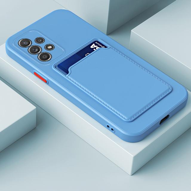 Чехол-держатель для карт из жидкого силикона для Samsung Galaxy A54 A53 A34 A14 A73 A33 A23 A13 A72 A52 A32 A22 A12 A91 A71, противоударный чехол