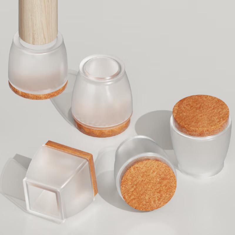 Chair Leg Protectors, Thickened Table And Chair Foot Pads, Non-Slip Chair Leg Cushions, Round Transparent, Pack of 24