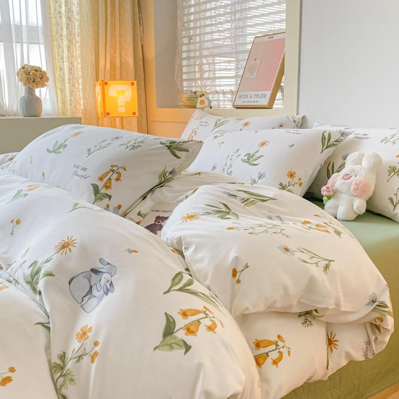 Маленький комплект из четырех предметов из свежевыстиранного хлопка, постельное белье, пододеяльник, комплект из трех предметов для односпальной кровати в общежитии