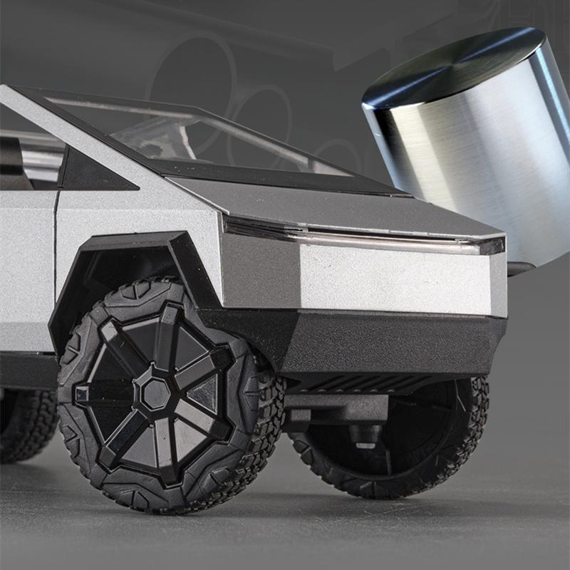 1/24 Tesla Cyber Toy Truck Pickup Alloy Car Model Diecasts Metal Toy Off-road Vehicles Car Model Simulation Sound and Light Kids Gifts