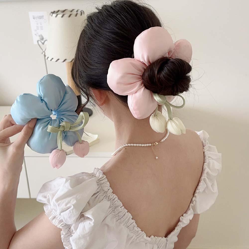 Oversize Flower Scrunchies Elastic Large Hair Scrunchies Fashion Tulip Big Hair Rope Daily