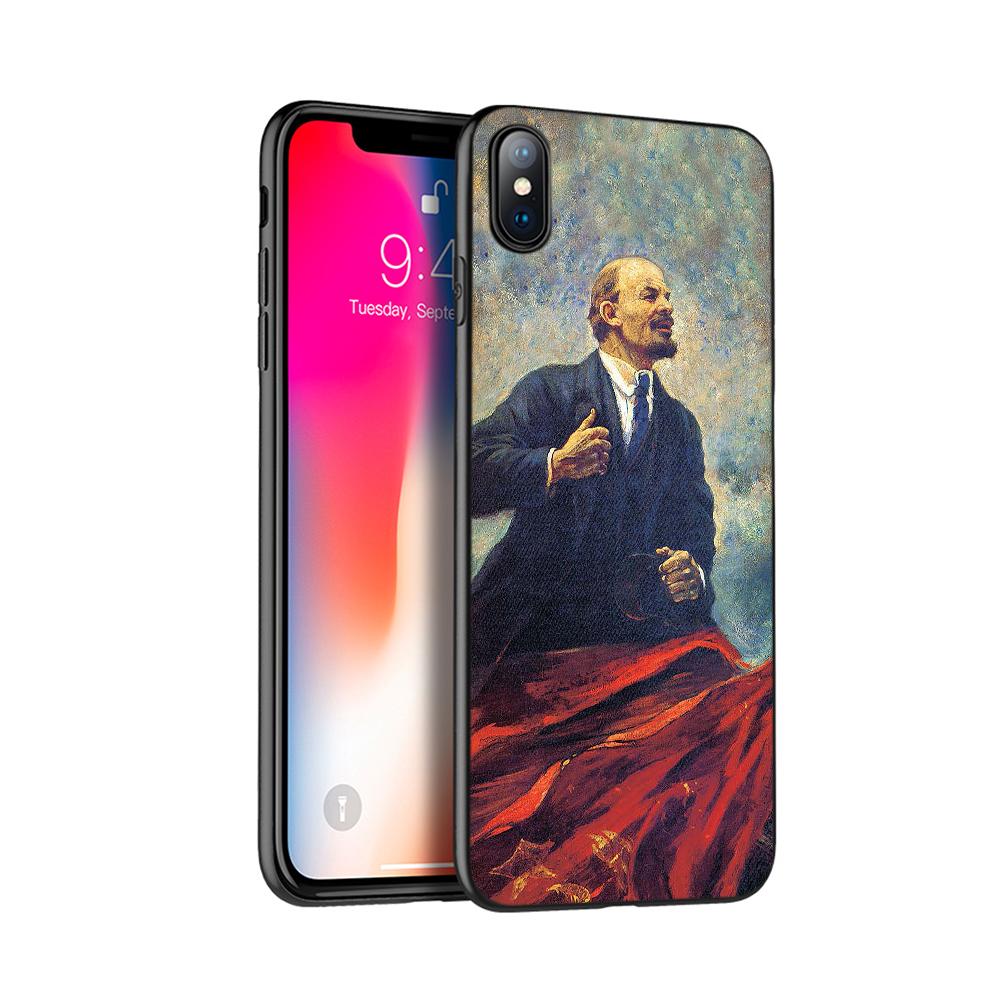Черный чехол из ТПУ для iPhone 5 5s SE 2020 6 6s 7 8 plus x 10 чехол для iPhone XR XS 11 pro MAX чехол Ленин флаг Советского Союза
