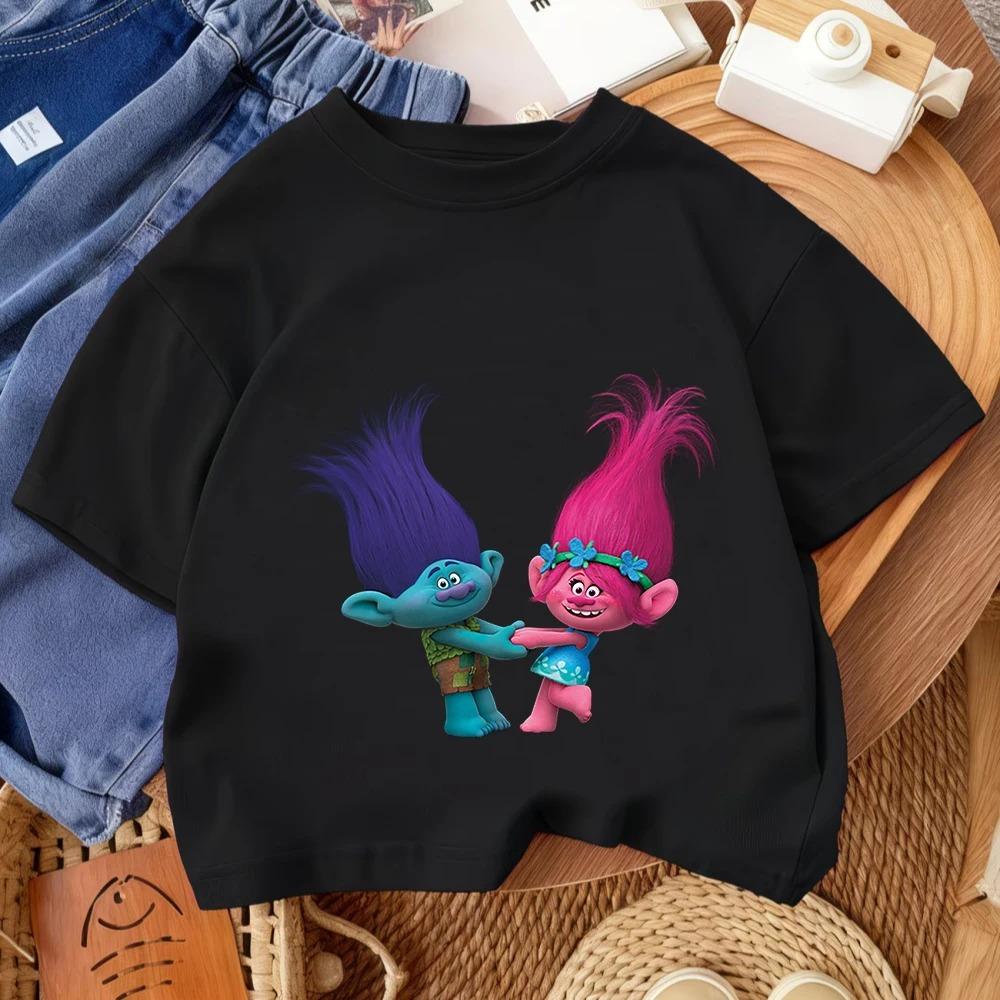 Summer Casual Boys Girls Tee Trolls Kawaii Design Kids Street Style Fashion 3-14 Age