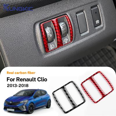 Для Renault Clio 4 2013 2014 2015 2016 2017 2018 Наклейка из настоящего мягкого углеродного волокна Внутренняя рамка переключателя фар автомобиля LHD RHD