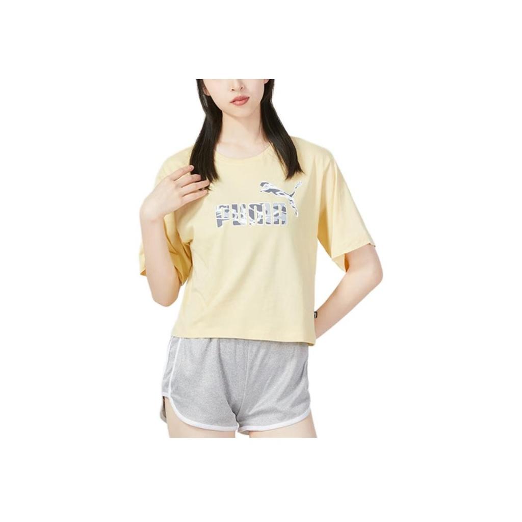 Puma Футболка с коротким рукавом и круглым вырезом с логотипом, женская, цвет желтый 677133-42