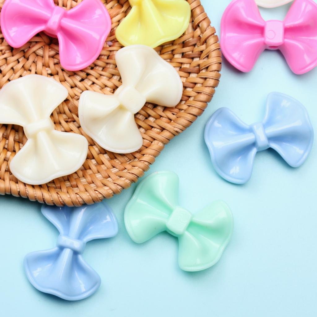 Hanmade Cream Bow Beads Handmade Perforated Pendant 23.2*31mm DIY Fashion Acrylic Candy Color Bowknot