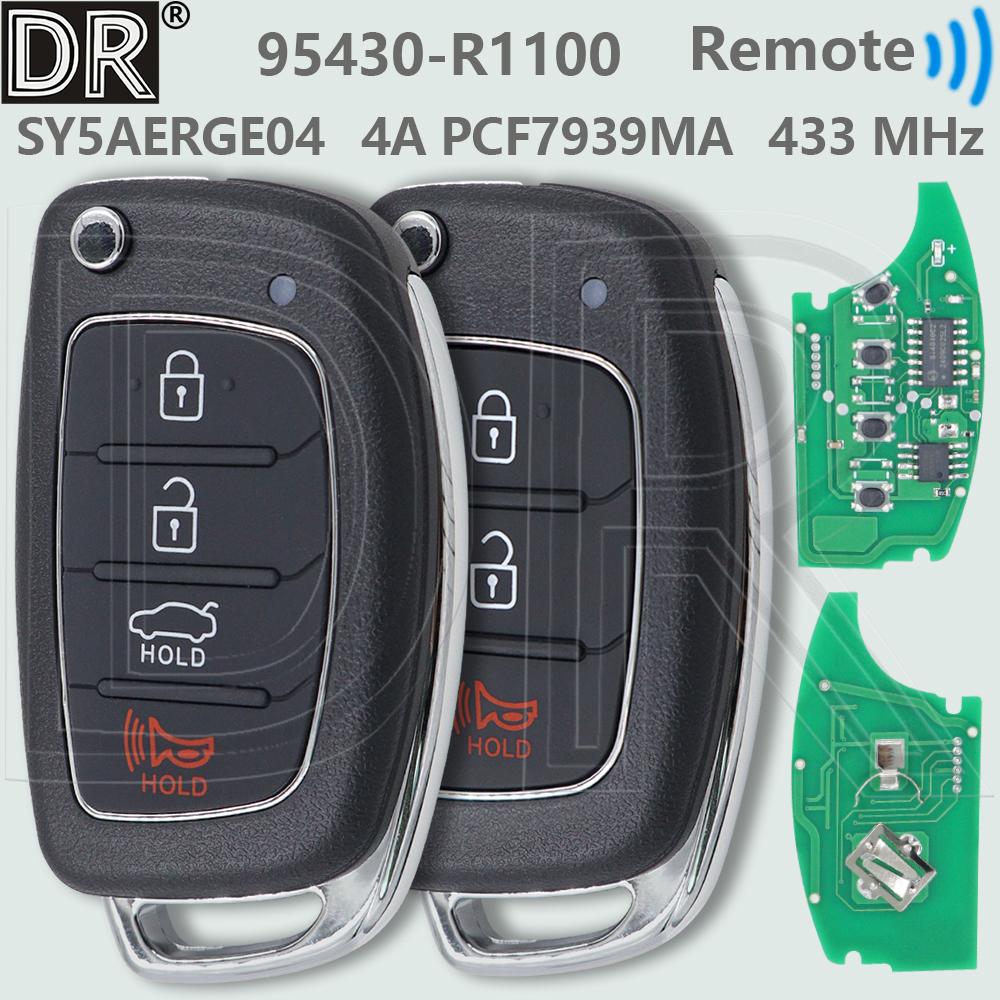DR 95430-R1100 4A PCF7939MA Чип 433 МГц FSK SY5AERGE04 Автомобильный пульт дистанционного управления для Hyundai HB20 2019 2020 2021 2022