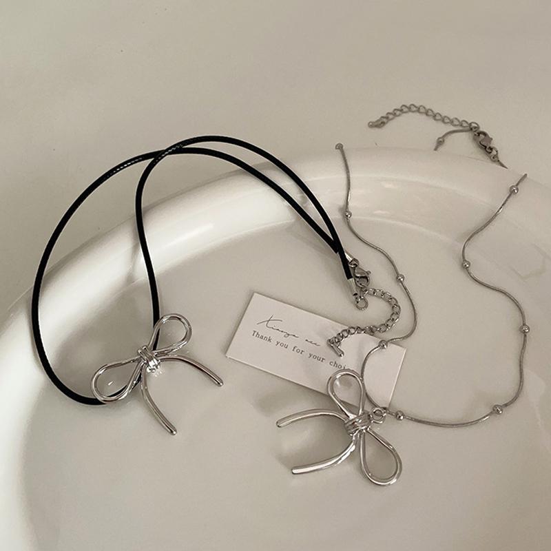 Винтажное ожерелье с подвеской в ​​виде полого банта для женщин и девочек, модная эстетичная цепочка на ключицу, ювелирные аксессуары, подарки