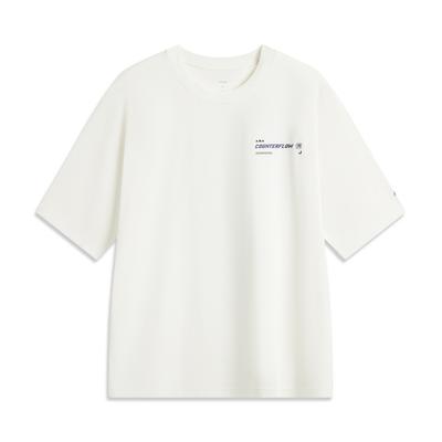 Li Ning CF Comfort Print Cool Антибактериальная Футболка с Коротким Рукавом Свободного Кроя Мужские Топы Молочно-Белый ATSV205-1