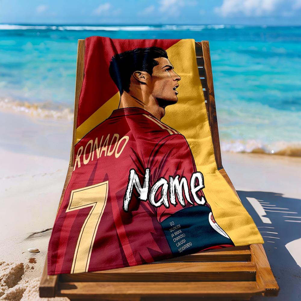 Ronaldo's Legacy Continues Customized Name Beach Towel Soft Durable Quick-Dry Perfect for Traveling Yoga Camping and Swimming