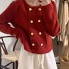 French Chic Small Fragrant Coat Women Knitted Cardigan Spring and Autumn Loose Short Double Breasted Sweater Cardigan Female