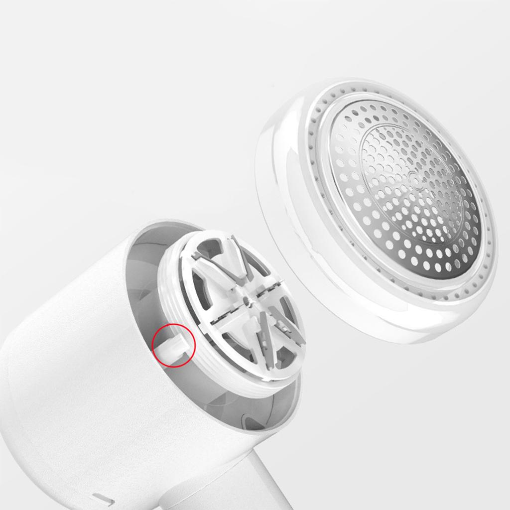 White 6 Blade Fabric Lint Shaver Remover with Lint Roller Rechargeable Clothing Hairball Trimmer