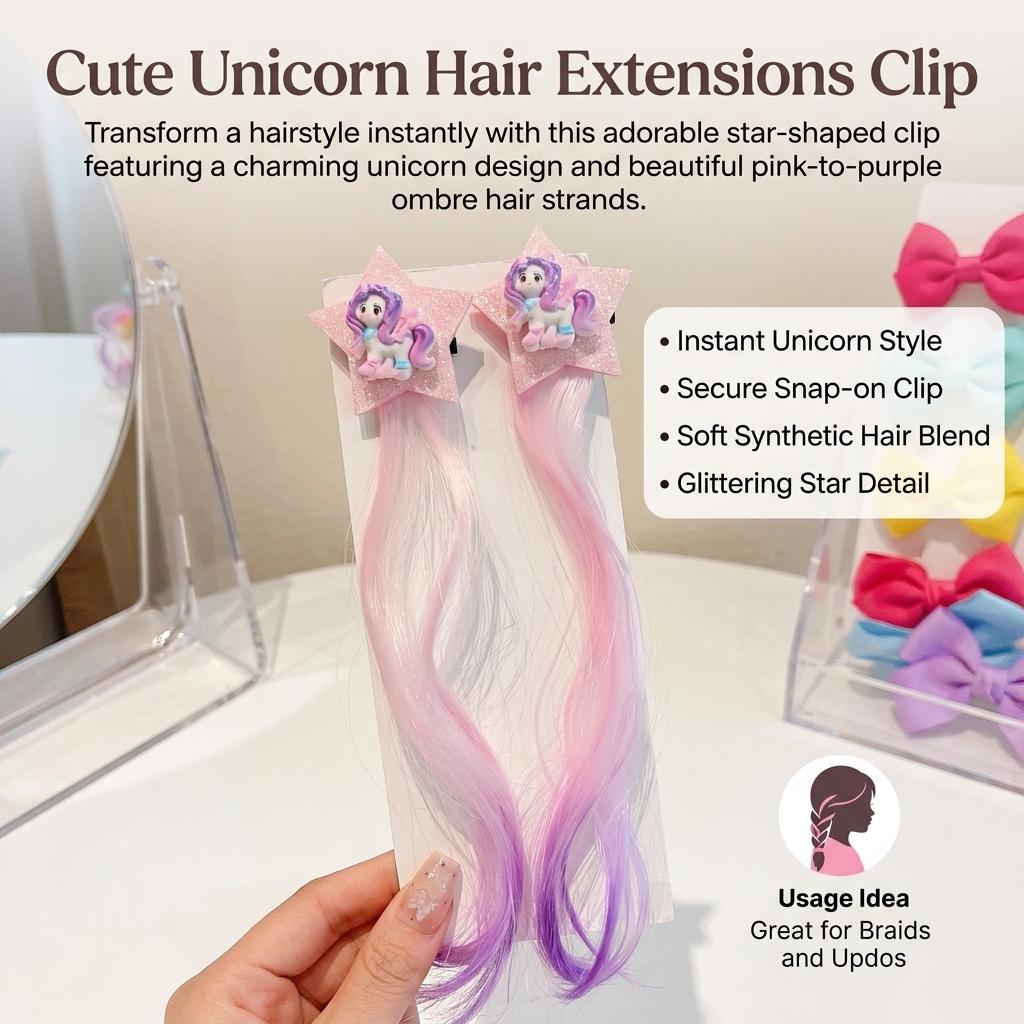 My Little Pony Hair Clips for Girls 2 Pack Cartoon-Bow Hair Accessories Safe Metal Spring Clamps