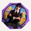 1pc Wednesday Automatic Folding Umbrella, Portable Collapsible Design, 8-Rib Iron Frame, , All-Season Casual Outdoor Accessory for Christmas Birthday