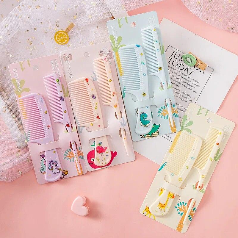2 шт./компл., милая детская парикмахерская расческа, антистатическая расческа с заостренным хвостом для девочек, расческа для волос с клубникой и фруктами, детская расческа для волос