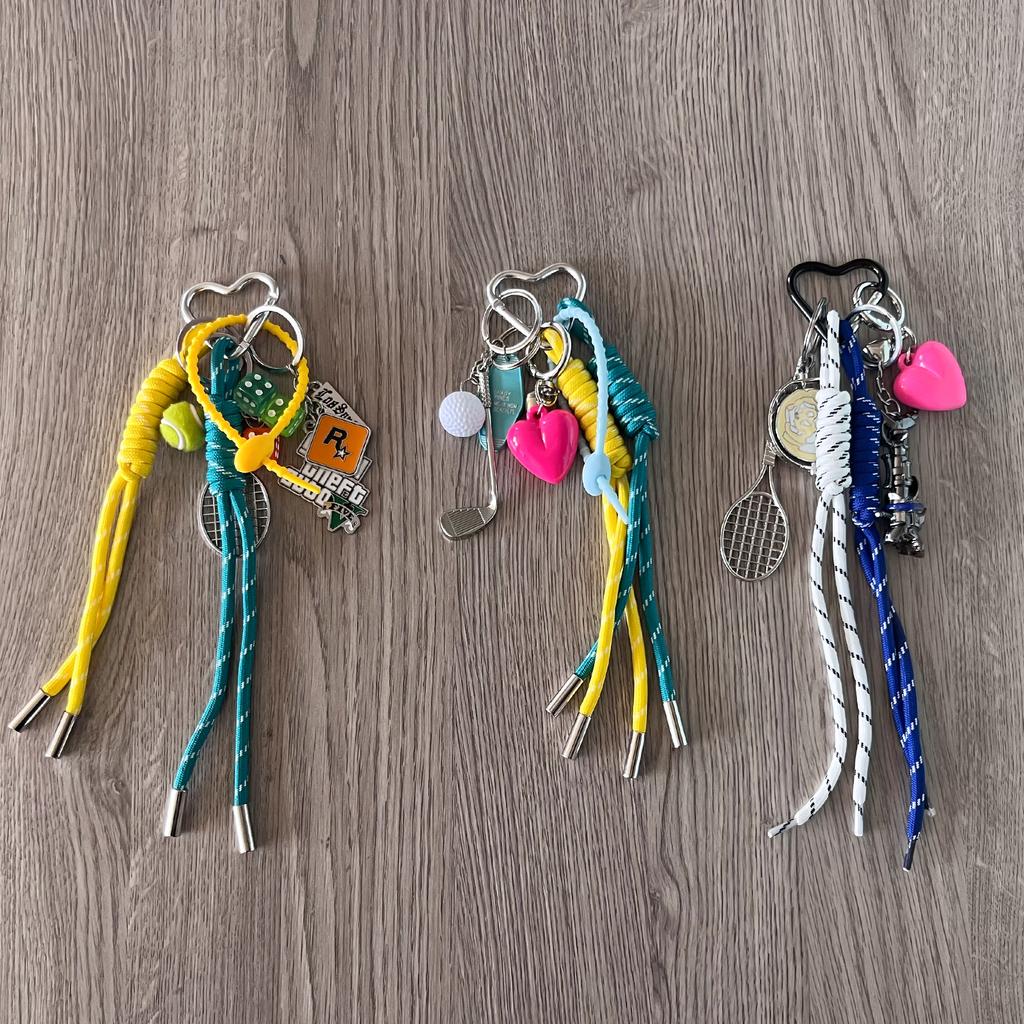 Креатный брелок-брелок для плетения сумок DIY, разноцветный нейлоновый шнурок, подвеска-подвеска на сумку с мишкой, бейсболом, мульти-элементами для женщин, очаровательные подарки