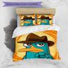 3pcs Phineas and Ferb5 Design Cover Set - HD Printed Bedding with 1 Cover and 2 Pillowcases - Perfect for Home and Dorm Decor