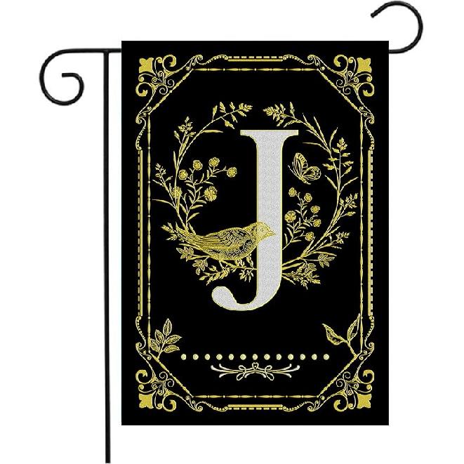 Monogram Q Garden Flag Initial Outdoor Flags Letter Q Flag for Front Yard Porch Lawn Outside Seasonal Garden Flags 12x18 Double Sided