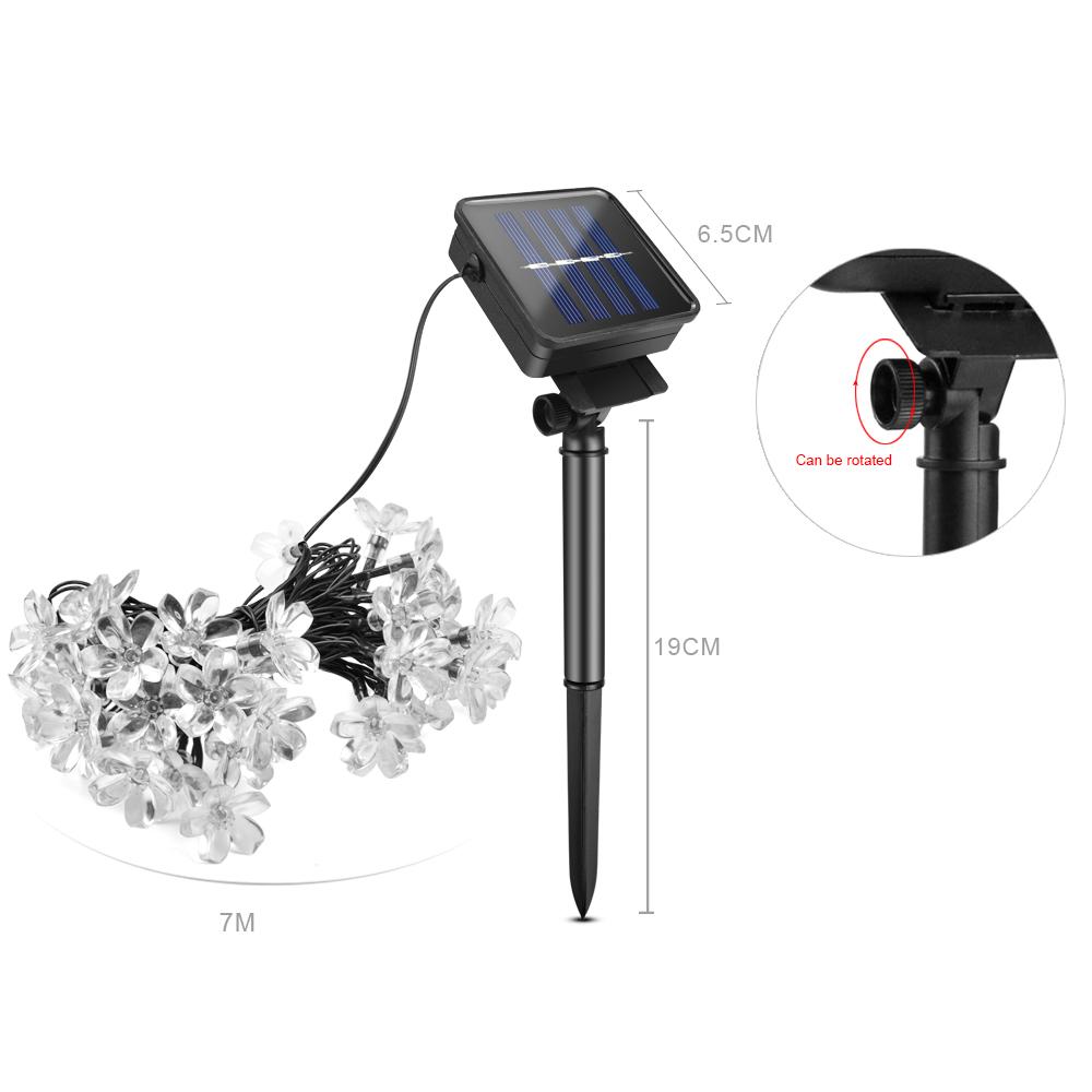 Solar String Lights 7m 50led Peach Flower Waterproof Outdoor Decoration Lighting Fariy Christmas Lights Wedding Party Garden Outdoor Decoration Light