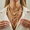 Salircon 2 шт./комплект Преувеличенное ажурное большое сердце кулон ожерелье для женщин Панк CCB Бусины Чокер Цепочка Вечеринка Украшения Подарки
