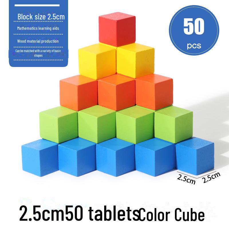 Colorful Wooden Cube Blocks for Elementary Math and Logic Skills Development