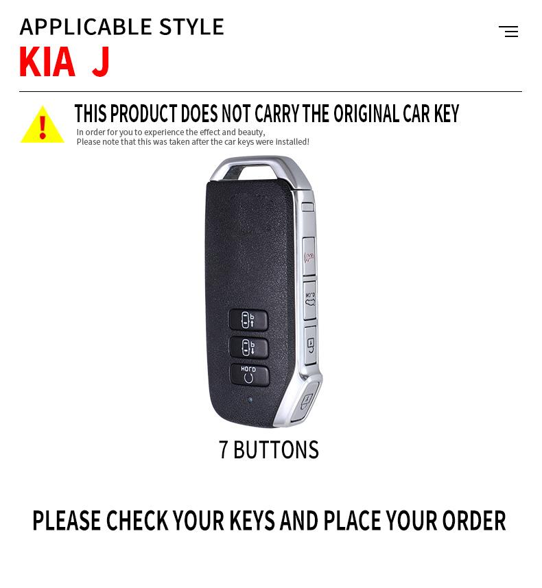 Interior Mouldings 7 Buttons Zinc Alloy Silicone Car Key Case Cover for Kia 2022 Sportage 2023 Niro Hybrid 2021 Sorento MQ4 2022