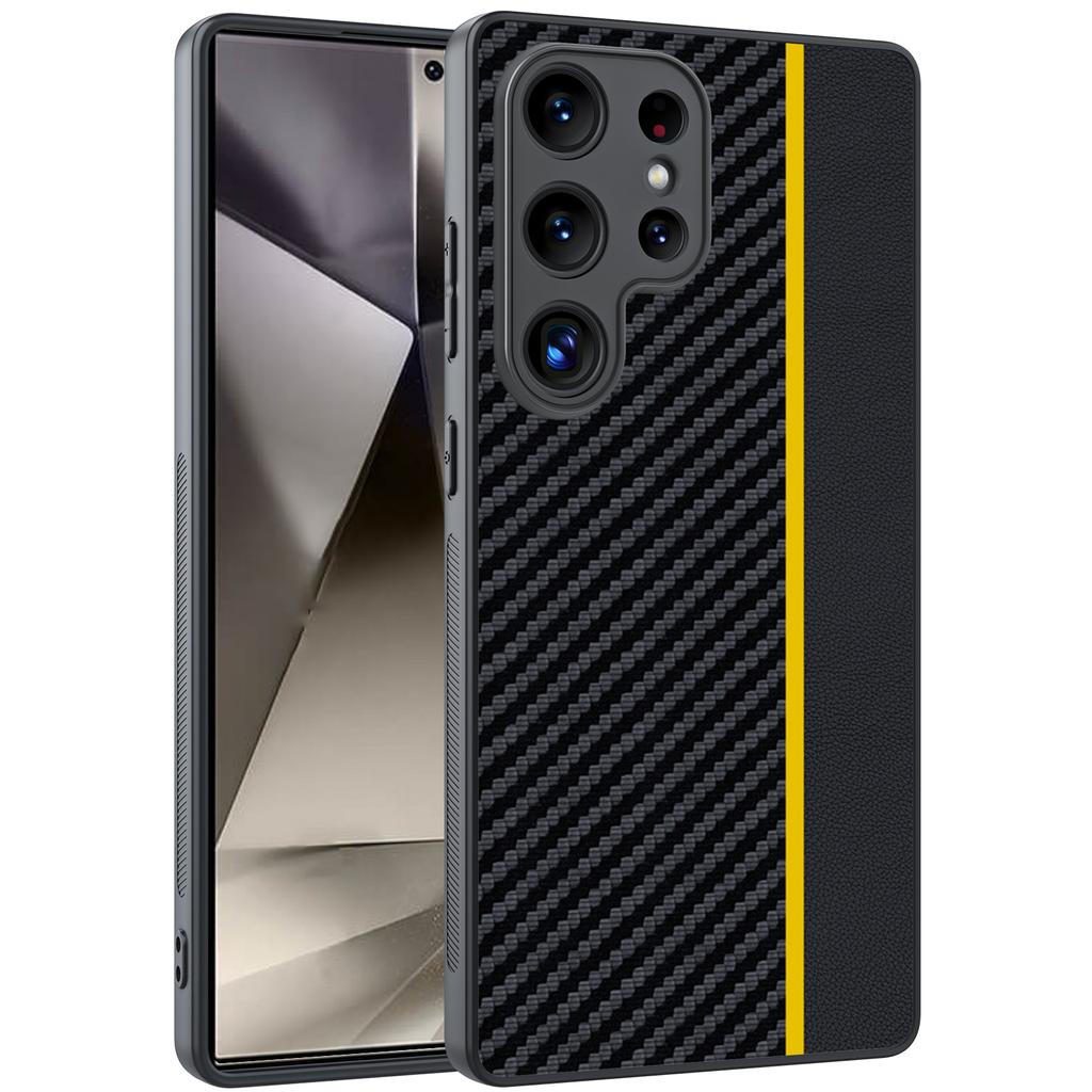 Для Samsung Galaxy S25 Ultra чехол кожа + ПК жесткий чехол для телефона текстура углеродного волокна