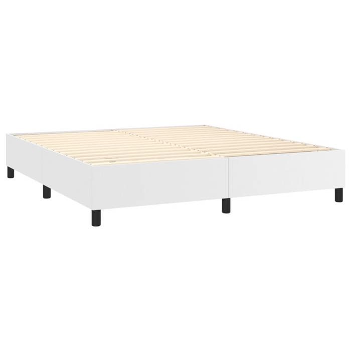 Maison Exclusive - Sommier à lattes de lit avec matelas Blanc 160x200cm Similicuir