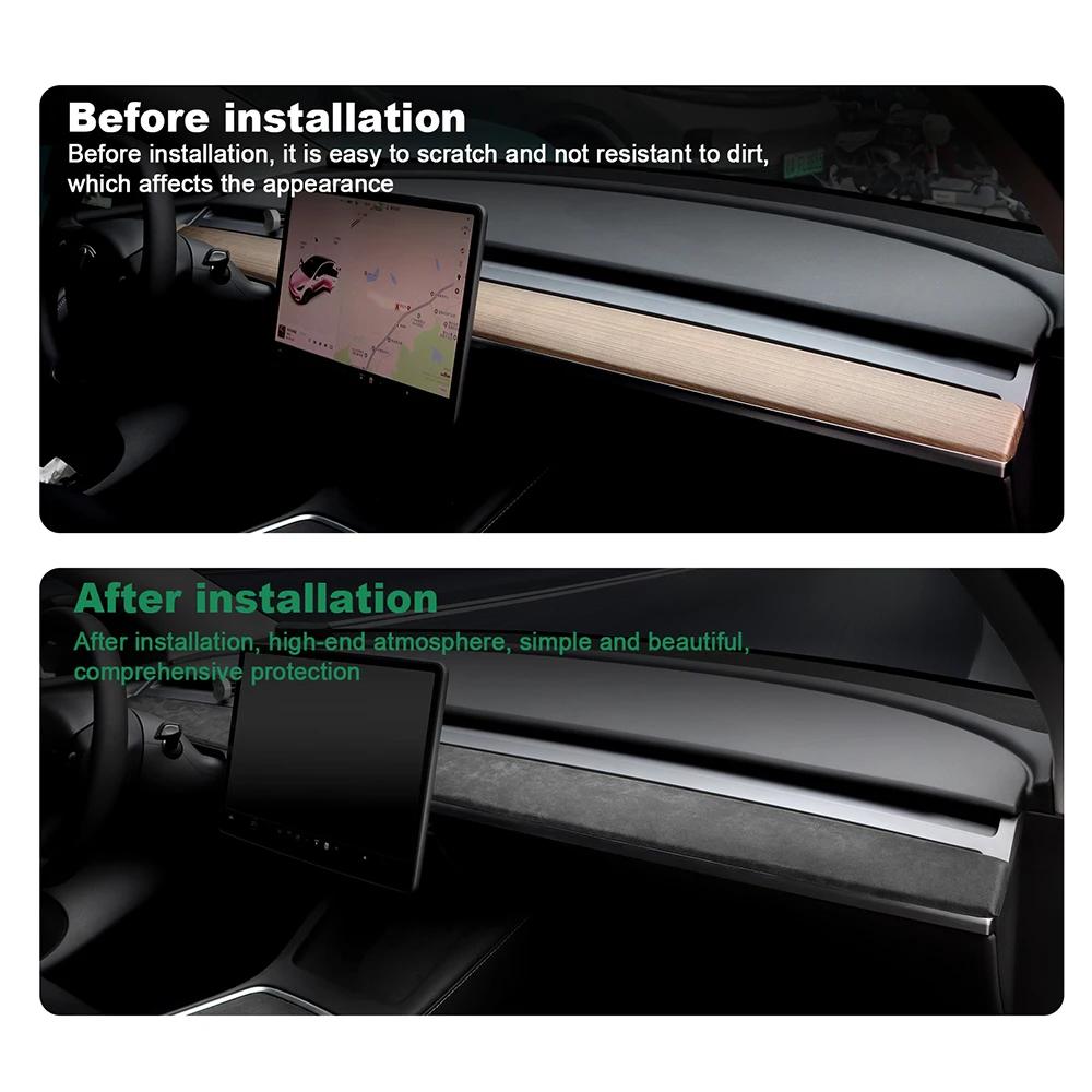 Premium Suede Dashboard Trim Cover for Tesla Model 3 & Y 2017-2023 Interior Accessories