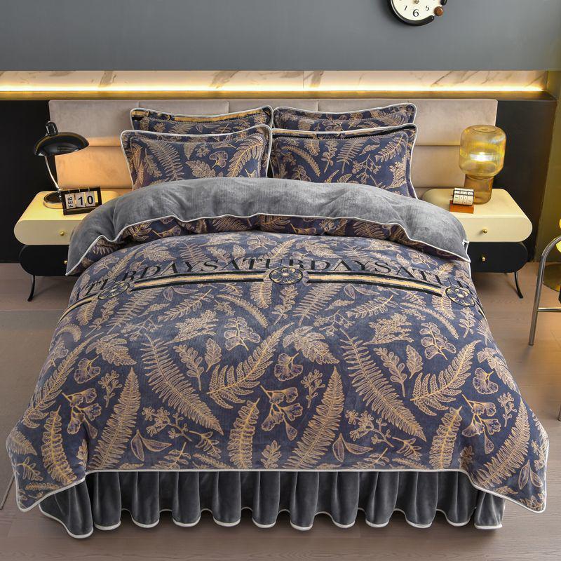 G5Z9 Jin Double-Sided Thickened Velvet Four-Piece Bedding Set for Weddings