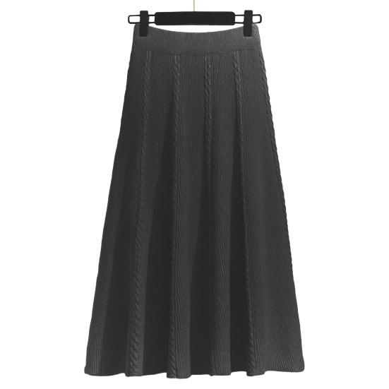 Женская осенне-зимняя юбка с высокой талией и эластичной резинкой на талии, однотонная трикотажная трапециевидная юбка, большие качели, теплая