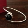Браслет-бэнгл из стерлингового серебра 925 пробы с черным ониксом: Браслет ручной работы в минималистичном стиле для повседневной носки