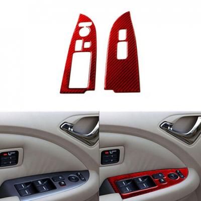 2x Красный Для Honda Odyssey 2005-2010 Карбоновое волокно Накладка на панель управления передними окнами