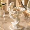 Coastal Decor for Bedroom Mermaid Jewelry Storage Box, Decorative Seashell Trinket Tray, 3D Printing Dressing Table Pearlescent White