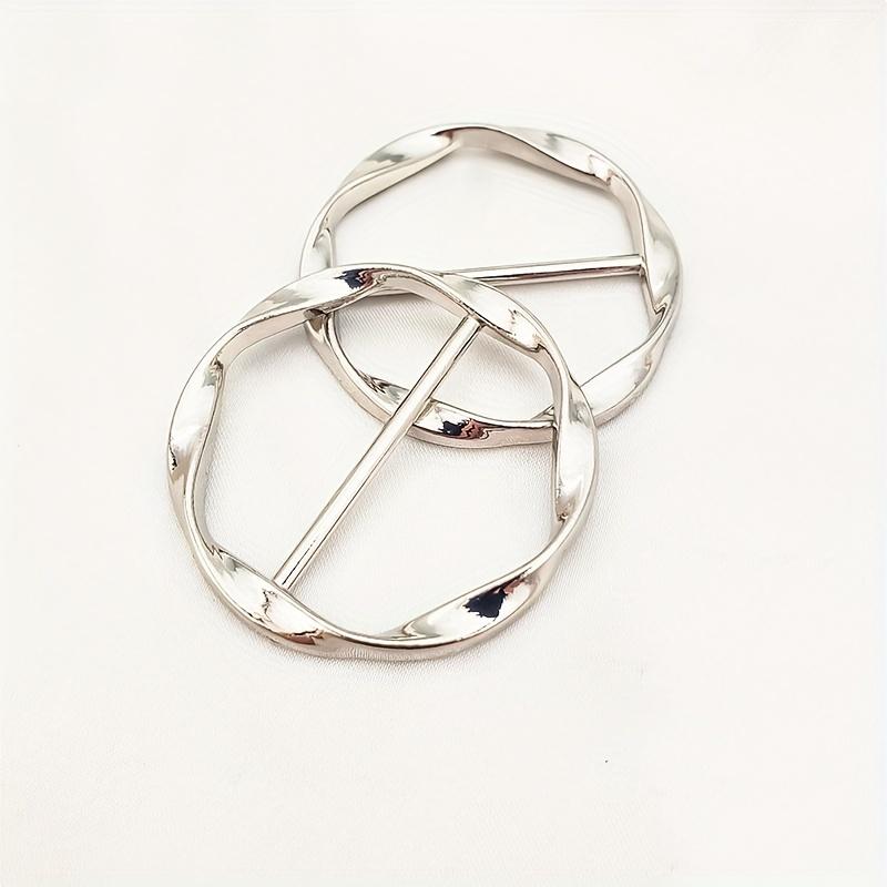 2/3pcs Three-speed Buckle, Aluminum Alloy T-shirt Garment Knotted Buckle Metal Circle Rings Women's Retro Cardigan Sweater Shawl Shirt Collar Clothes