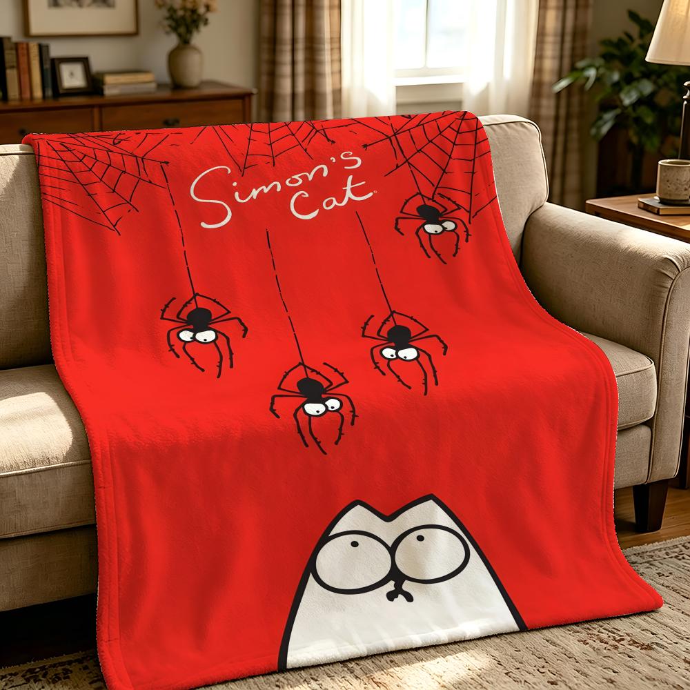 Мультяшное одеяло S-Simons Cat-t Throw, толстое, комфортное, из фланели, для использования в различных ситуациях, в помещении, на улице, для ежедневного сна