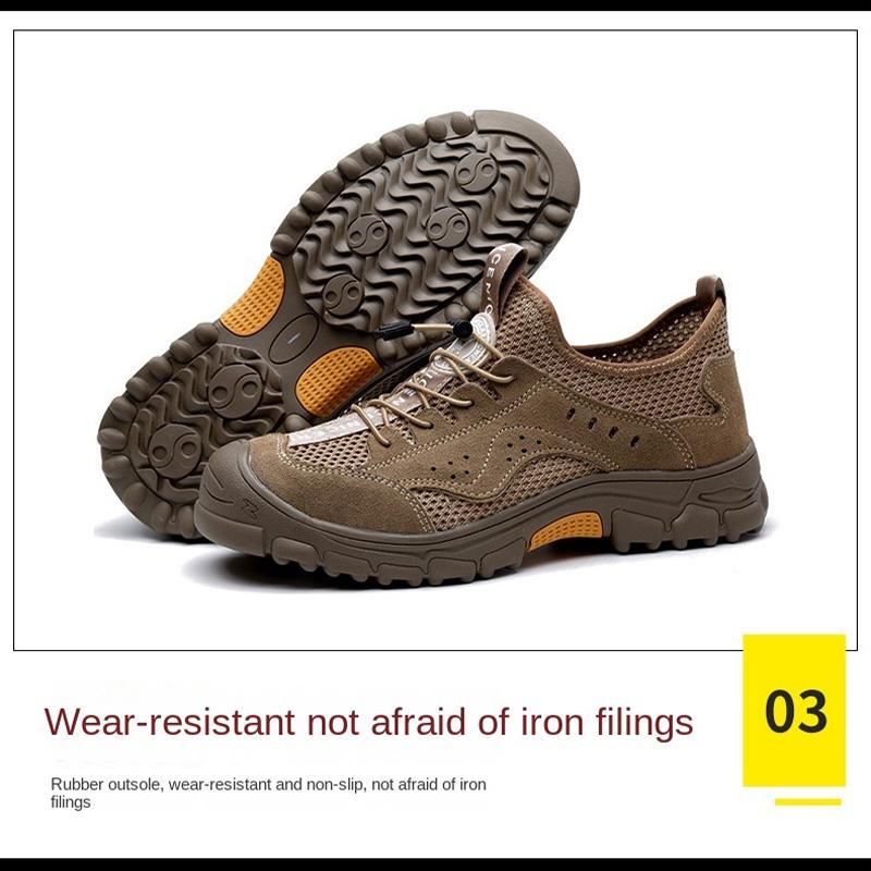 Oulylan Men Anti-Puncture Anti-Smash Labor Boots High-Quality Steel Toe Work Footwear Summer Breathable Anti-Slip Safety Shoes