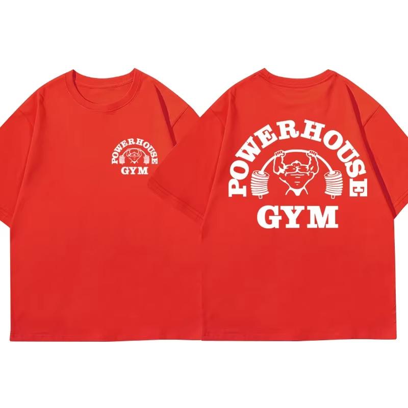 Графическая футболка Powerhouse Gym Мужская Женская Летняя Оверсайз с Коротким Рукавом Хлопковые Футболки Харадзюку Повседневная Фитнес Винтажная Спортивная Майка