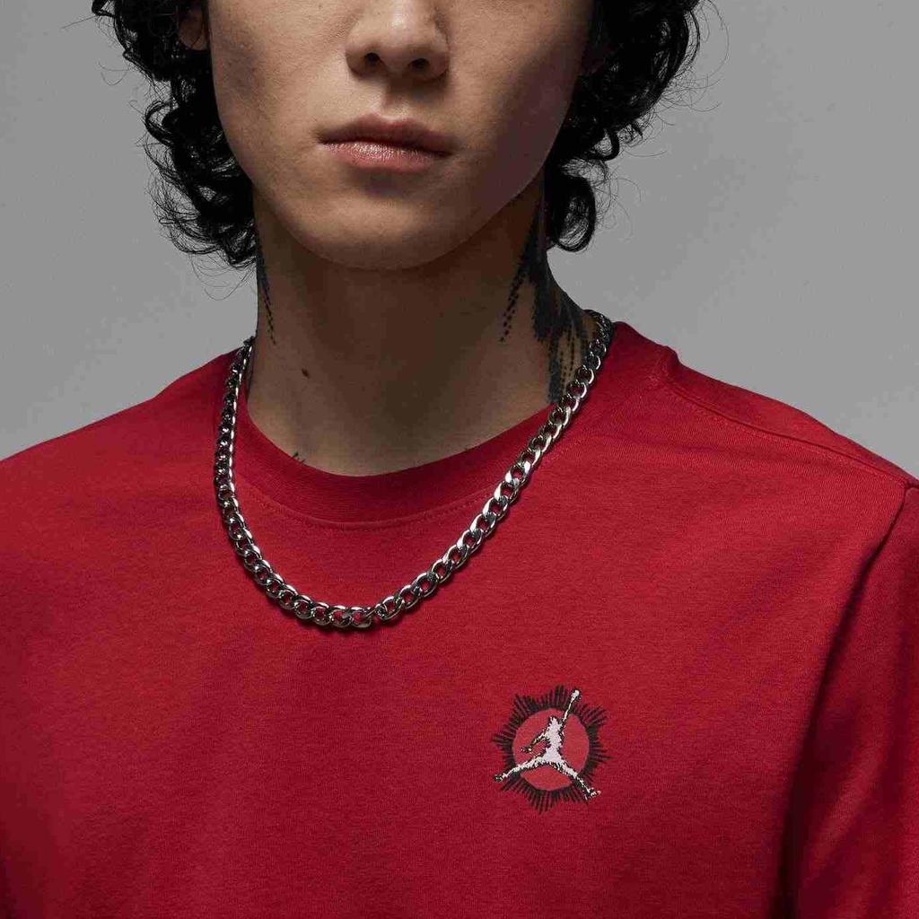 Jordan BRAND T Shirts Men's Red Crew Neck Moderate Straight Fit IB7529-687