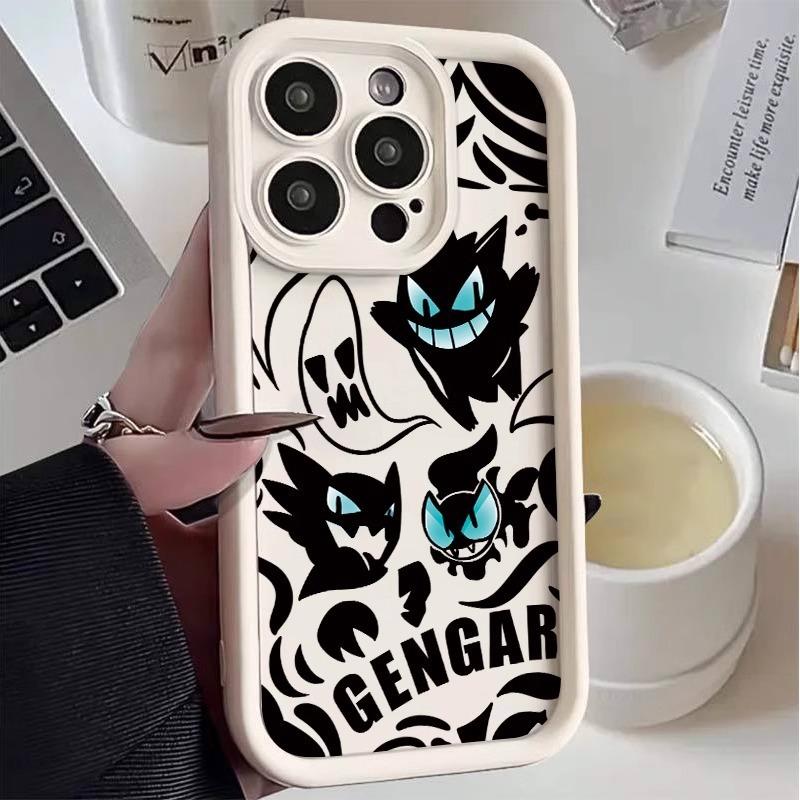 Stylish Cute Cartoon Soft Silicone Shockproof Protective Phone Case for iPhone 11 12 13 14 15 16 Pro Max Anime Gengar Shell