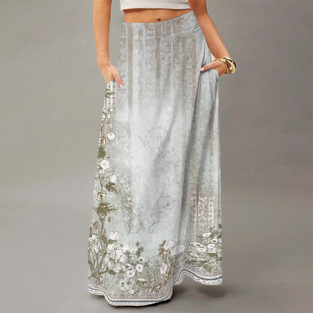 Женское струящееся платье макси, обычная повседневная летняя юбка в стиле бохо