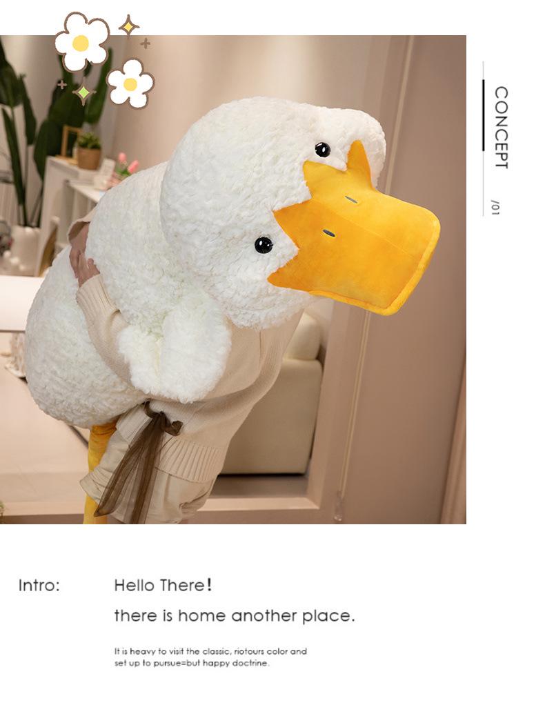 Cuddly White Duck Pillow Plush Toy - Super Soft Sleep Hug Doll for Girls, Perfect Birthday Gift