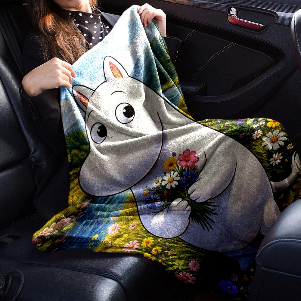 Moomin Theme Printed Blanket - Perfect for Couch, Bed, Travel & Outdoor Use | Machine Washable, Cozy & Durable.