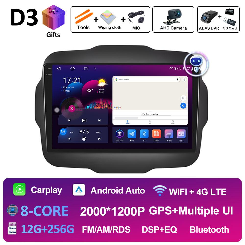 For Jeep Renegade 2016 2017 2018 - 2020 GPS Navigation Android Auto Wireless Carplay Bluetooth Smart System 2.5D Touch Screen 4G