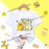 Short Sleeve Summer Tshirt Tops Cotton Tee for Pokemon Pikachu Anime AZ letters Printed Cute Clothing Children Casual Clothes