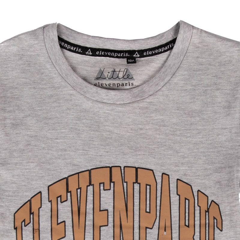 ELEVEN PARIS Детская хлопковая футболка с круглым вырезом и большим логотипом