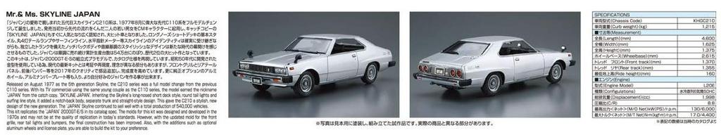 Aoshima Bunka Kyozaisha The Model Car Series Nissan KHGC210 Skyline 1977 Plastic Model 1/24 No.52 HT2000GT-ES