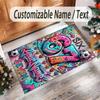 Graffiti Theme Crystal Velvet Rug Personalized Custom Name Text Soft Floor Mat Home Decor