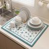 Quick Dry Rural Floral Dinner Mat Non-slip Kitchen Drain Mat Heat Insulation Mat  Home Decor